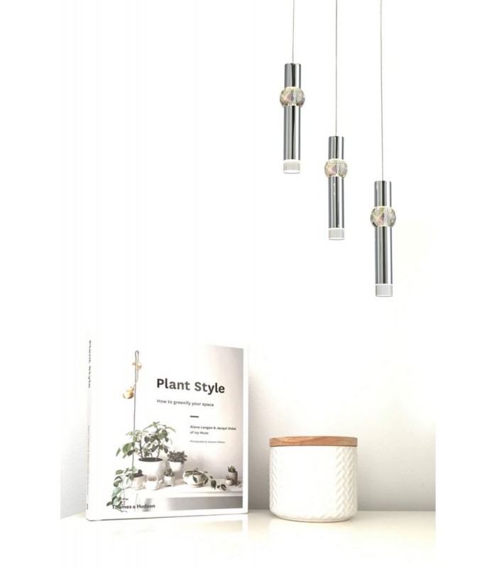 3 Light Round Ceiling Cluster Pendant, 3 x 5W LED, 3000K, 268lm, Polished Chrome - 5