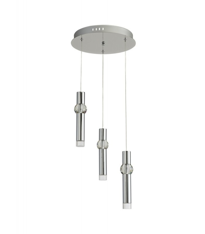 3 Light Round Ceiling Cluster Pendant, 3 x 5W LED, 3000K, 268lm, Polished Chrome - 6
