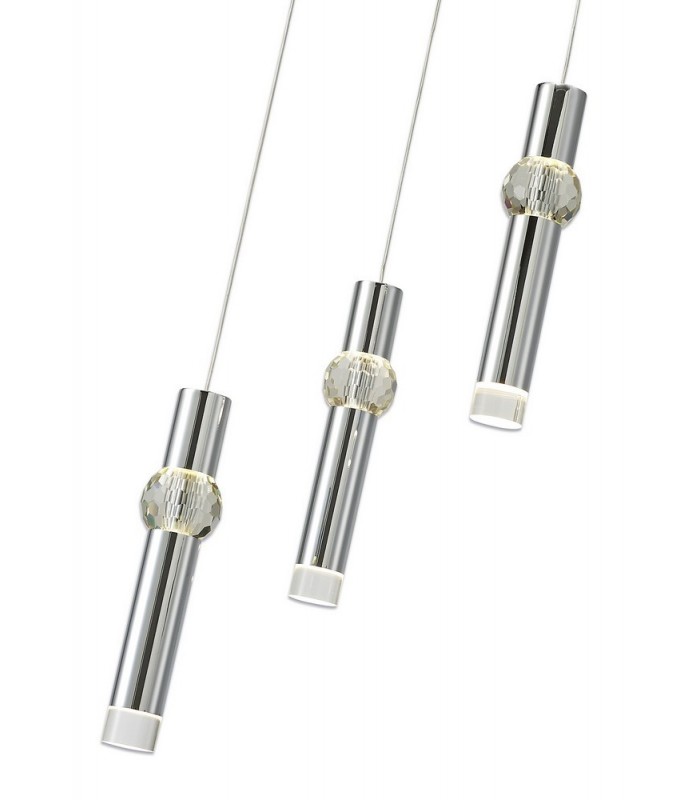 3 Light Round Ceiling Cluster Pendant, 3 x 5W LED, 3000K, 268lm, Polished Chrome - 8