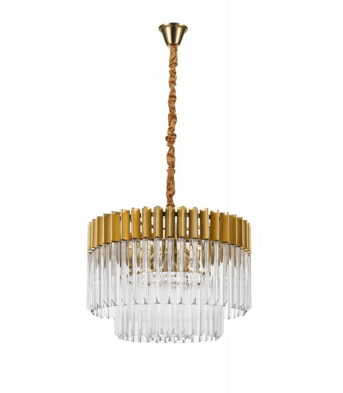 Ceiling Pendant Round 8 Light E14, Brass, Glass - 3