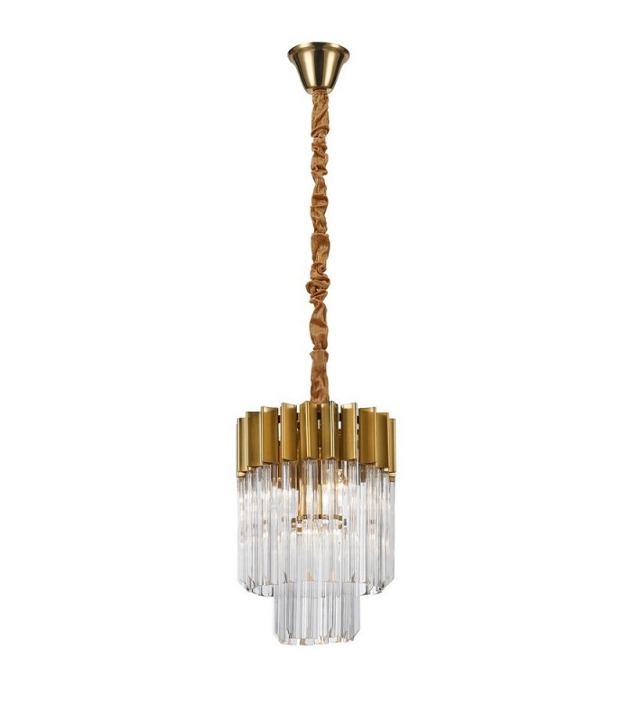 Ceiling Pendant Round 4 Light E14, Brass, Glass - 1
