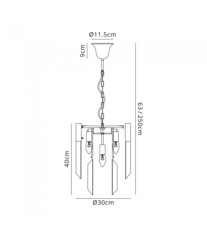 Ceiling Pendant Round 4 Light E14, Brass, Glass - 2