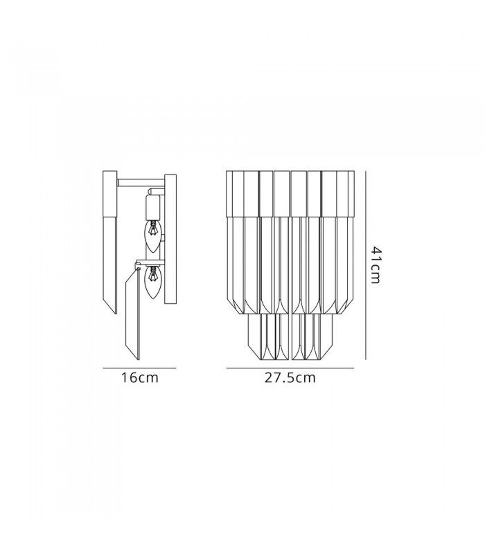Wall Light 3 Light E14, Brass, Glass - 2