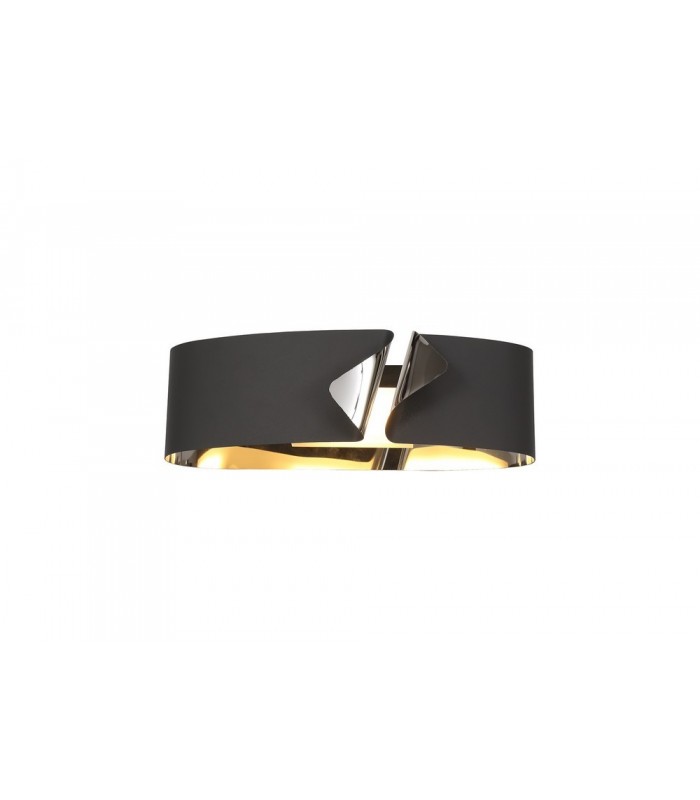 Wall Lamp, 1 x 10W LED, 3000K, 700lm, Sand Anthracite, Polished Chrome - 1