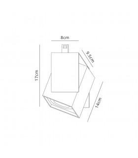 Adjustable Square Spotlight, 1 Light GU10, Sand Anthracite, Cut Out: 62mm - 2
