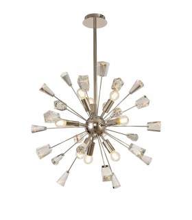 Sputnik Ceiling Pendant, 9 Light E14, Polished Nickel, Crystal - 1