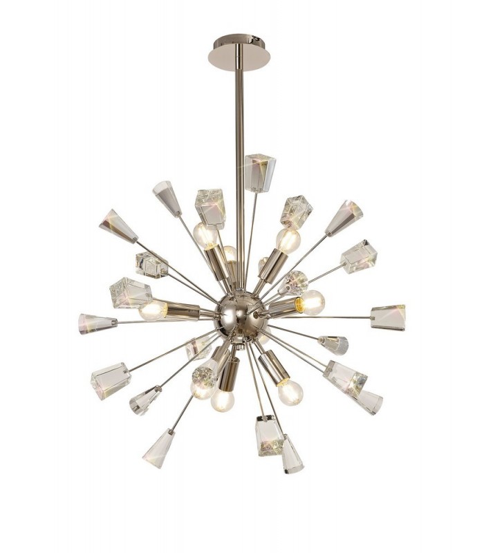 Sputnik Ceiling Pendant, 9 Light E14, Polished Nickel, Crystal - 1