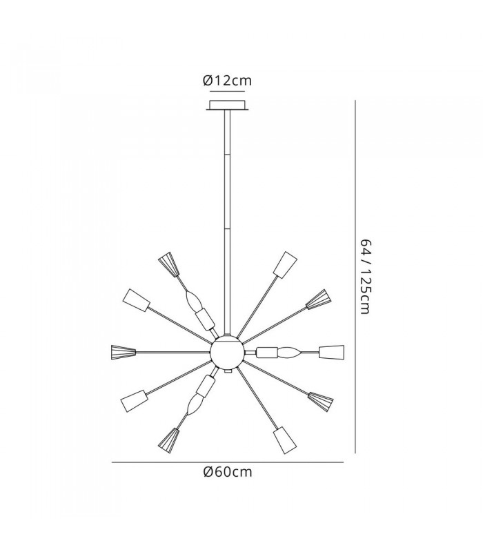Sputnik Ceiling Pendant, 9 Light E14, Polished Nickel, Crystal - 2