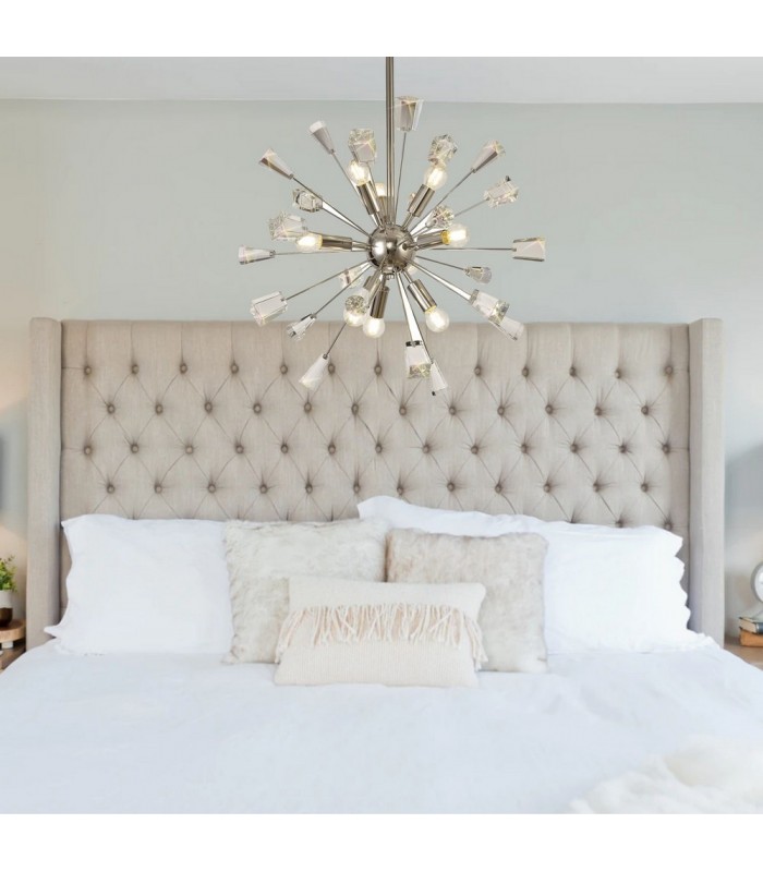 Sputnik Ceiling Pendant, 9 Light E14, Polished Nickel, Crystal - 3