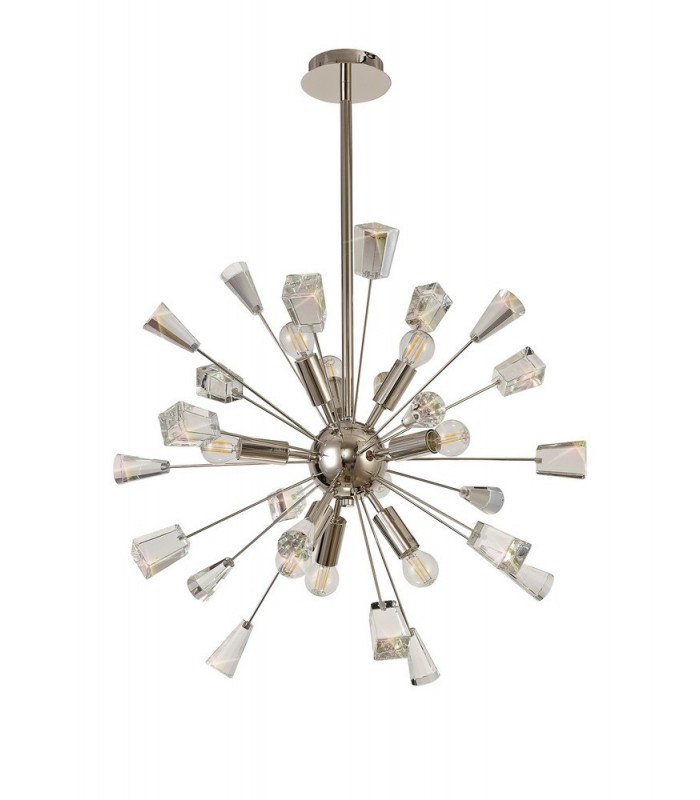 Sputnik Ceiling Pendant, 9 Light E14, Polished Nickel, Crystal - 4