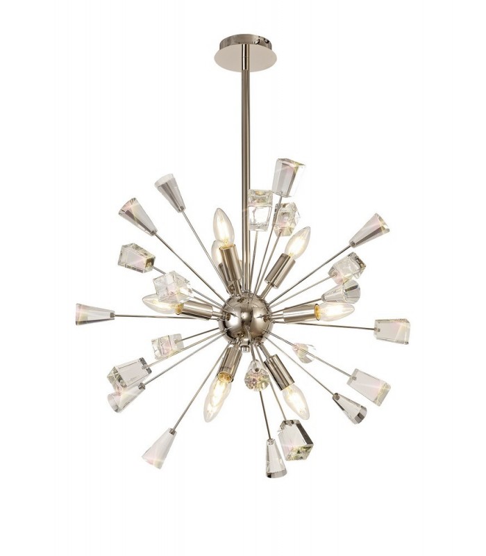 Sputnik Ceiling Pendant, 9 Light E14, Polished Nickel, Crystal - 5