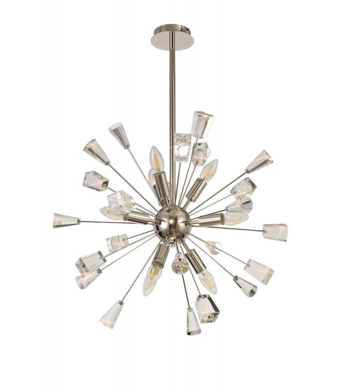 Sputnik Ceiling Pendant, 9 Light E14, Polished Nickel, Crystal - 6