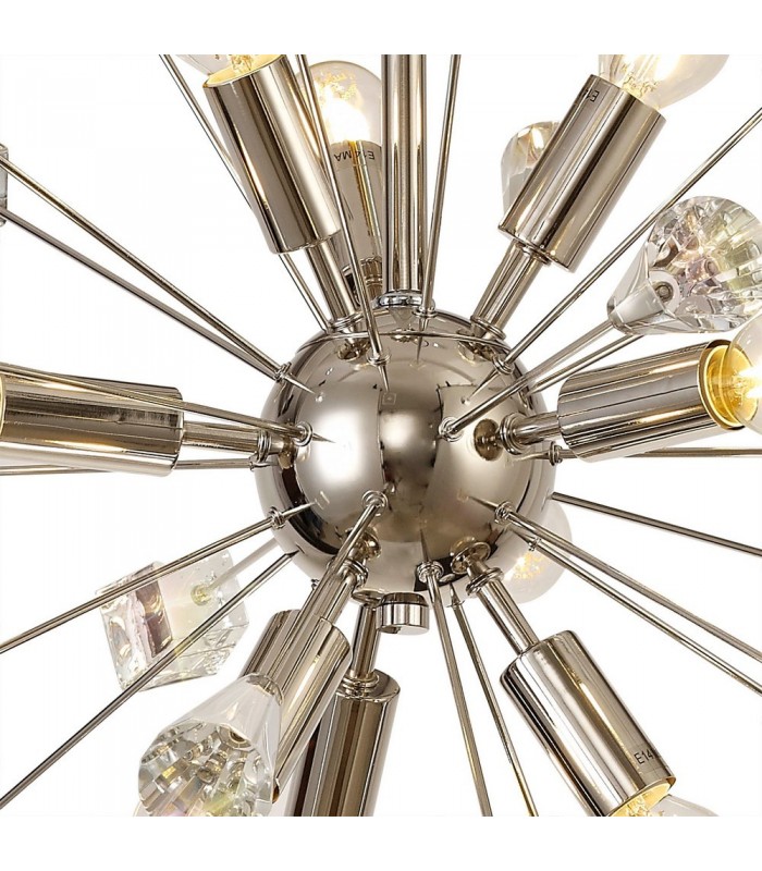 Sputnik Ceiling Pendant, 9 Light E14, Polished Nickel, Crystal - 9