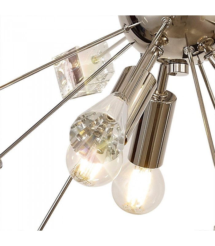 Sputnik Ceiling Pendant, 9 Light E14, Polished Nickel, Crystal - 10