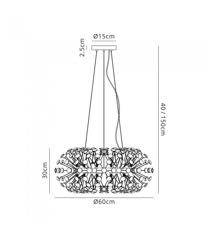 Ceiling Pendant 12 Light G9  French Gold, Crystal - 2