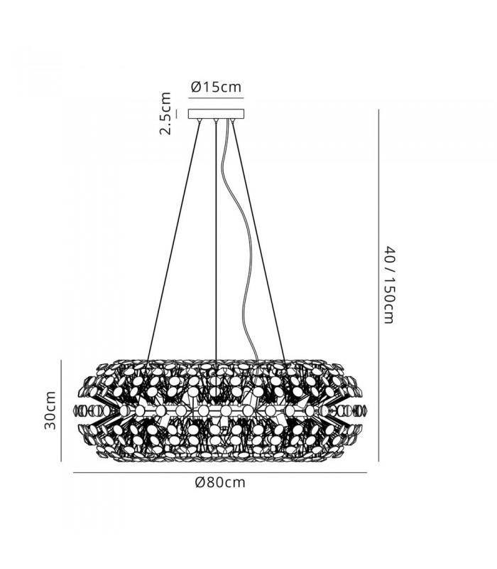 Ceiling Pendant 20 Light G9  French Gold, Crystal - 2