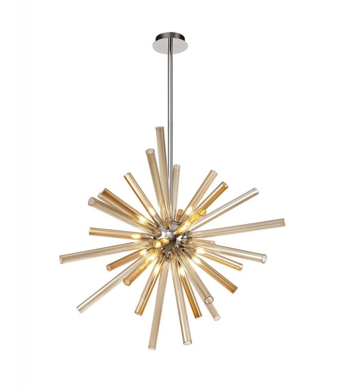 Ceiling Pendant 16 Light G9, Amber & Champagne, Polished Chrome - 1