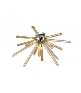 Semi-Flush 8 Light G9, Amber & Champagne, Polished Chrome - 1