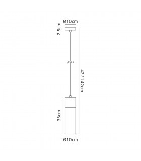 Single Tube Ceiling Pendant 1 Light E27, Black, Amber Glass - 2