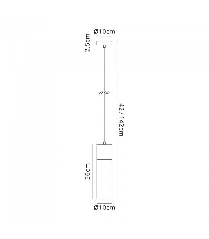 Single Tube Ceiling Pendant 1 Light E27, Black, Amber Glass - 2