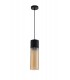 Single Tube Ceiling Pendant 1 Light E27, Black, Amber Glass - 4