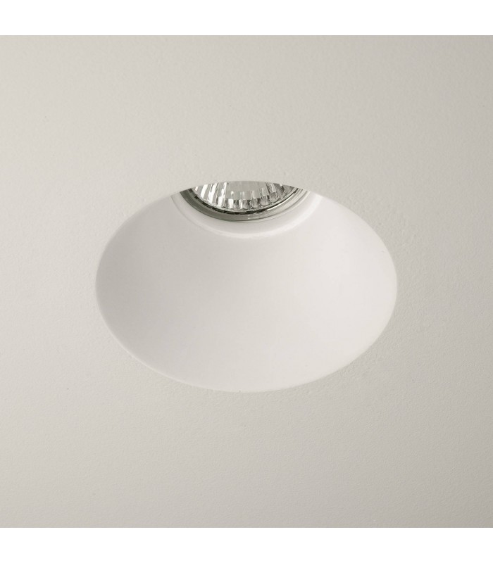 1 Light Round Recessed Spotlight Plaster, White, GU10 - 1