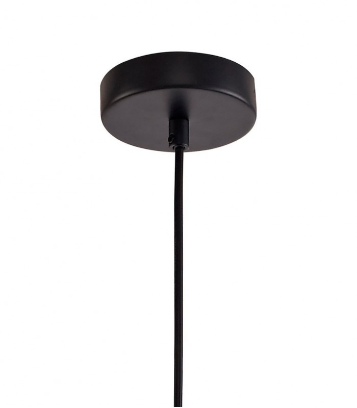 Single Tube Ceiling Pendant 1 Light E27, Black, Amber Glass - 5