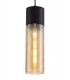 Single Tube Ceiling Pendant 1 Light E27, Black, Amber Glass - 6