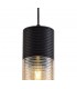 Single Tube Ceiling Pendant 1 Light E27, Black, Amber Glass - 7