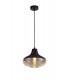 Single Vase Dome Ceiling Pendant E27, Black, Amber Glass - 1