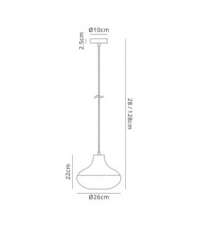Single Vase Dome Ceiling Pendant E27, Black, Amber Glass - 2