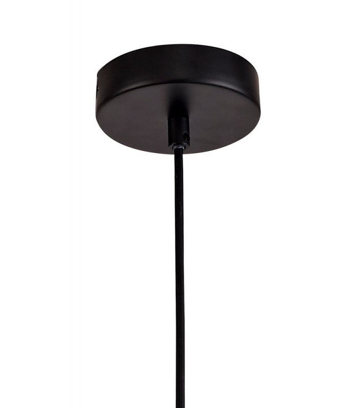 Single Vase Dome Ceiling Pendant E27, Black, Amber Glass - 5