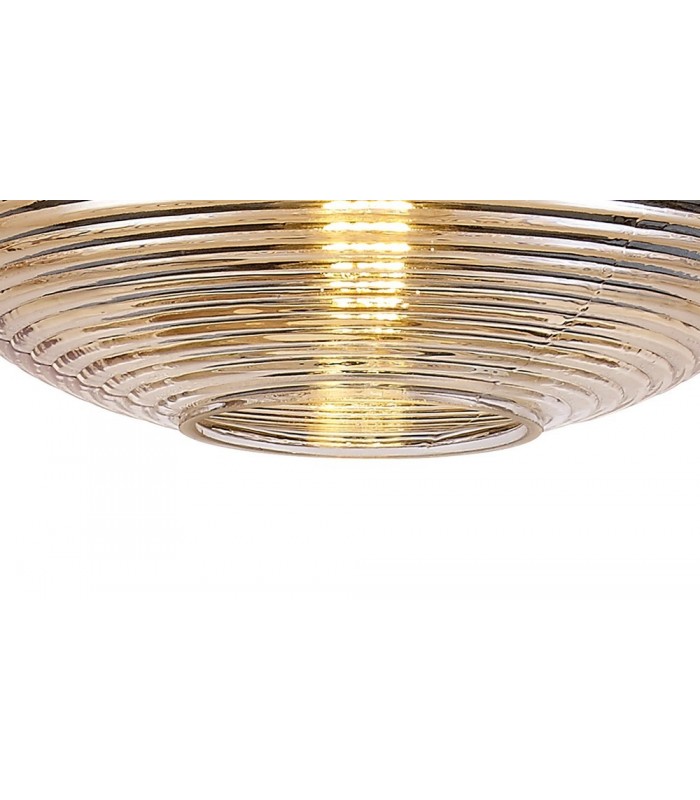 Single Vase Dome Ceiling Pendant E27, Black, Amber Glass - 8