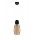 Single Cone Ceiling Pendant 1 Light E27, Black, Amber Glass - 4