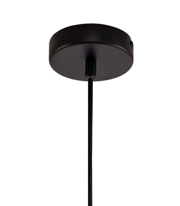 Single Cone Ceiling Pendant 1 Light E27, Black, Amber Glass - 5
