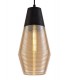 Single Cone Ceiling Pendant 1 Light E27, Black, Amber Glass - 6