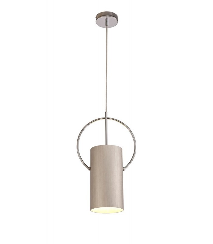 Single Ceiling Pendant, 1 x E27, Satin Nickel, Polished Chrome - 1