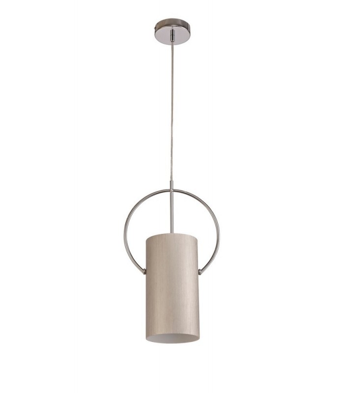 Single Ceiling Pendant, 1 x E27, Satin Nickel, Polished Chrome - 4