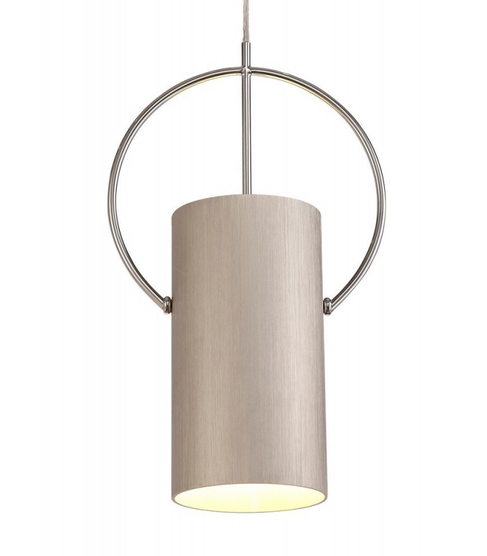 Single Ceiling Pendant, 1 x E27, Satin Nickel, Polished Chrome - 6