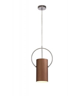 Single Ceiling Pendant, 1 x E27, Coffee, Polished Chrome - 1