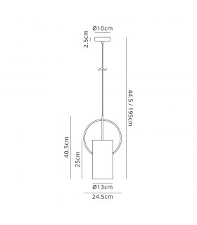 Single Ceiling Pendant, 1 x E27, Coffee, Polished Chrome - 2