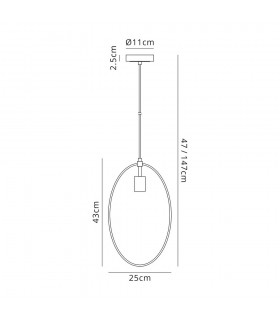 Single Large Circle Ceiling Pendant, 1 Light E27, Sand Gold, Matt Black - 2