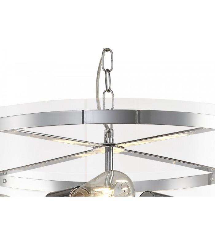 Cylindrical Ceiling Pendant, 4 Light E27, Polished Chrome - 8