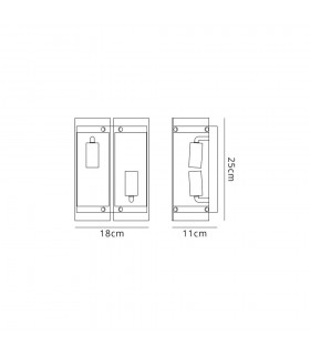 Flush Wall Light, 2 Light E27, Polished Chrome - 2