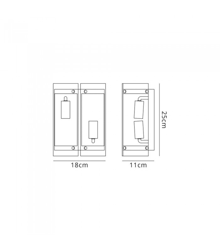 Flush Wall Light, 2 Light E27, Polished Chrome - 2