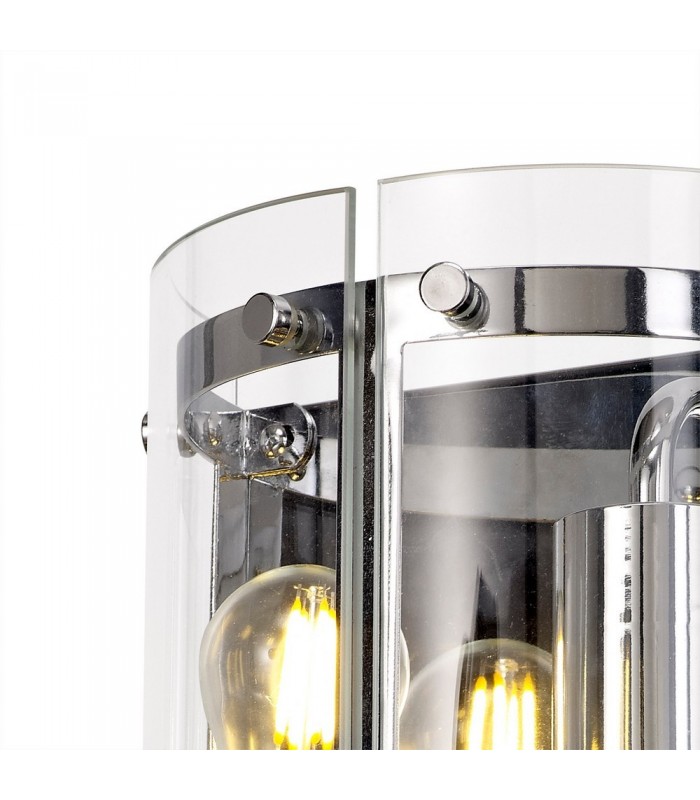 Flush Wall Light, 2 Light E27, Polished Chrome - 4