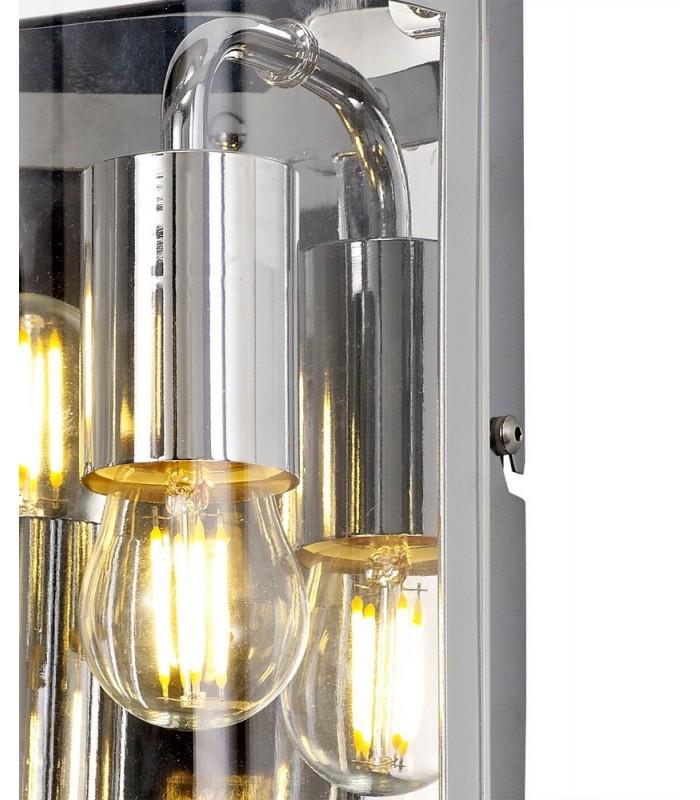 Flush Wall Light, 2 Light E27, Polished Chrome - 5