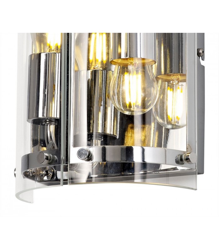 Flush Wall Light, 2 Light E27, Polished Chrome - 6