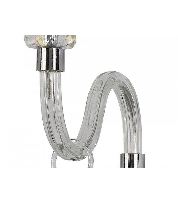 Wall Lamp, 1 Candle Light E14, Polished Chrome, Clear Glass, Crystal - 6