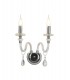 Wall Lamp, 2 Candle Light E14, Polished Chrome, Clear Glass, Crystal - 1